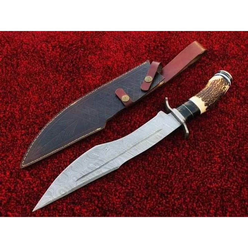 Damascus Steel Hunting Knife with Sheath near me