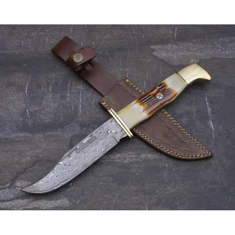 Damascus Steel Hunting Knife with Sheath near me