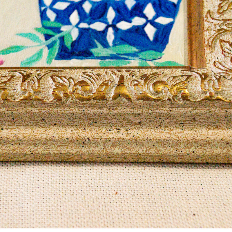 pink rose bouquet in blue and white vase-1.jpg