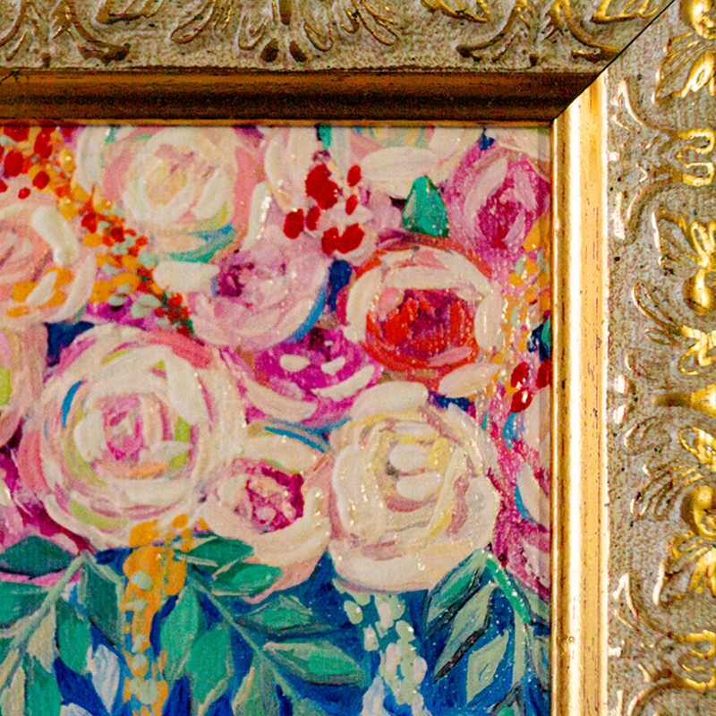 pink rose bouquet in blue and white vase-3.jpg