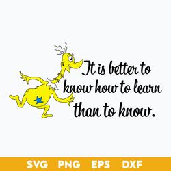 It Is  Better To Know How to Learn Than To Know Svg, Dr Seuss Svg, Dr Seuss Quotes Svg