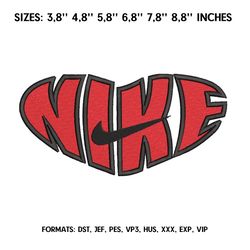 nike heart embroidery design file pes. swoosh letter embroidery design. machine embroidery pattern, logo nike embroidery