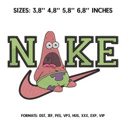 nike patrick embroidery design file pes. spunch bob embroidery design. machine embroidery pattern, logo nike embroidery