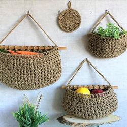 Handmade Camper decor made of natural jute Hanging fruit baskets Save space RV Sustainable Gift Storage baskets