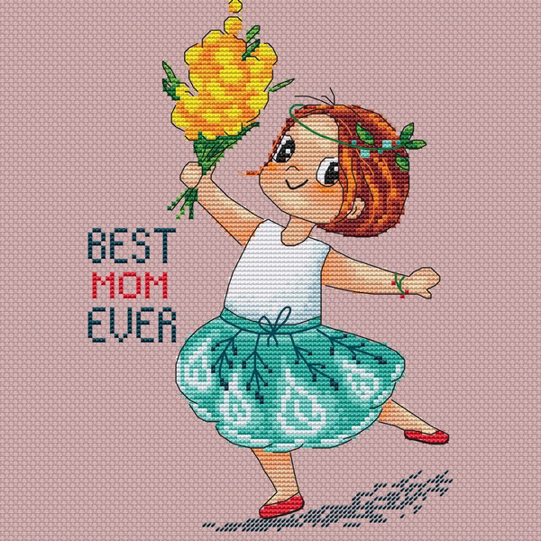 Best mom ever cross stitch pattern-2
