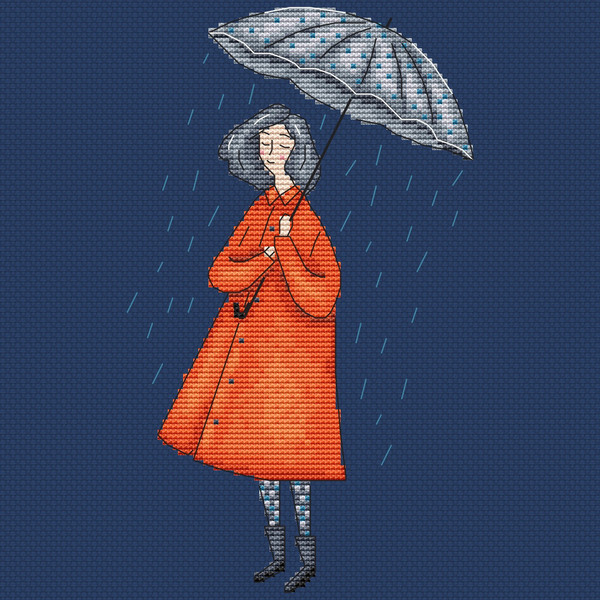 Rain cross stitch pattern