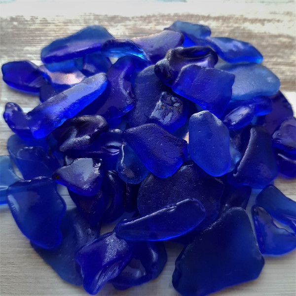 genuine cobalt blue sea glass wet