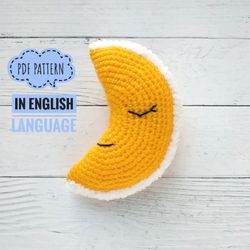 FREE CROCHET CRESCENT pattern: Moon - Amigurumi toy Pdf pattern - Knitted yellow - Crochet sky tutorial
