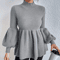 Mock Neck Bishop Sleeve Ruffle Hem Peplum Sweater Pullovers Knitwear (15).jpg