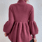 Mock Neck Bishop Sleeve Ruffle Hem Peplum Sweater Pullovers Knitwear (2).jpg