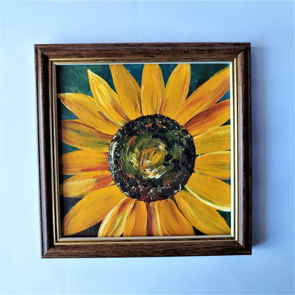 One-sunflower-on-a-green-background-close-up-acrylic-painting-impasto-in-a-frame.jpg