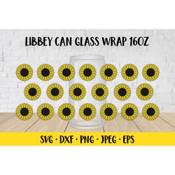 sunflower beer can glass wrap template svg. soda glass can svg