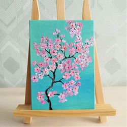Sakura blossom painting impasto acrylic framed art
