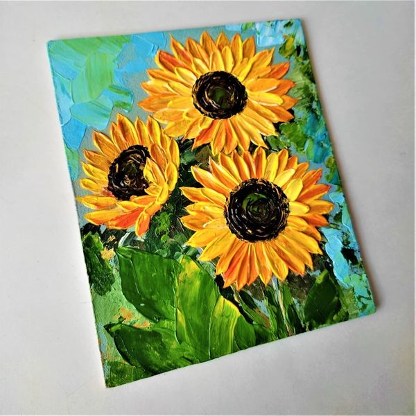 Three-sunflowers-bouquet-acrylic-painting-impasto-framed-art.jpg