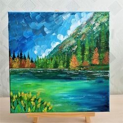 Mountain landscape painting impasto textured canvas art