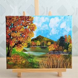 Autumn canvas wall art original landscape painting impasto