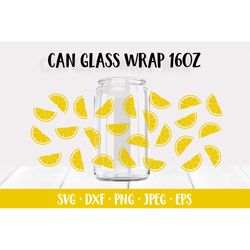 citrus can glass wrap template svg. summer soda glass can
