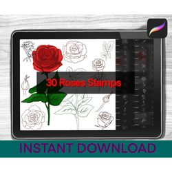 roses brushes procreate stamps procreate