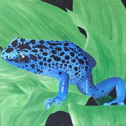 Frog Original Painting, Frog Original Wall Art, Frog Original Wall Decor, Frog Painting, Tropical Frog Painting
