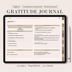 2023 Digital Gratitude Journal, 2023 dated reflection gratitude planner, daily pages, 5 minute journal, ipad goodnotes