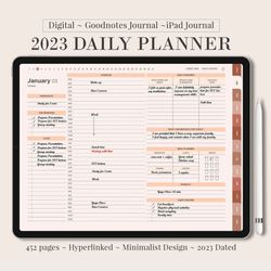 DIGITAL 2023 planner, Daily monthly weekly planner, Work student teacher hourly schedule, Monday Sunday Start, iPad