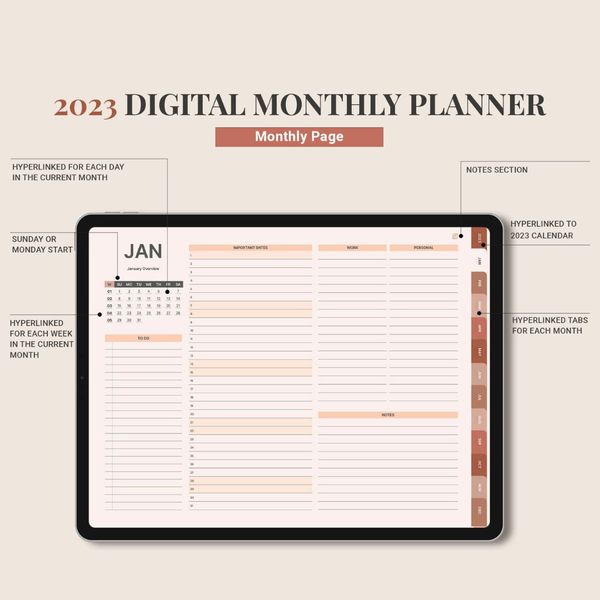 DIGITAL 2023 planner, Daily monthly weekly planner