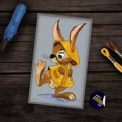 rabbit in a raincoat cross stitch pattern pdf