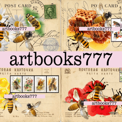 bees, beekeeper, bee set, honey, scrapbooking, ephemera, JUNK JOURNAL, digital paper, card