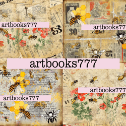 bees-3, beekeeper, bee set, honey, scrapbooking, ephemera, junk journal, digital paper, newspaper