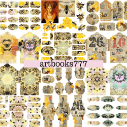 bee, tag-1, beekeeper, sunflower, scrapbooking, ephemera, junk journal, digital paper