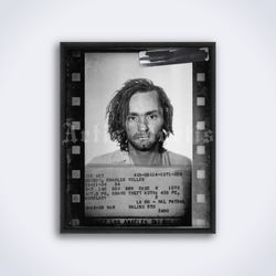 Charles Manson mugshot, photo, prison, arrest, true crime printable art, print, poster (Digital Download)
