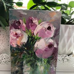 Tulips Floral Oil Painting Original Art handmade