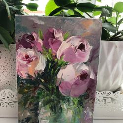 tulips floral oil painting original art handmade