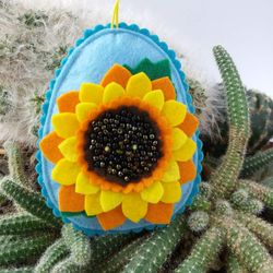 Egg felt toy, Easter spring decor Sunflower