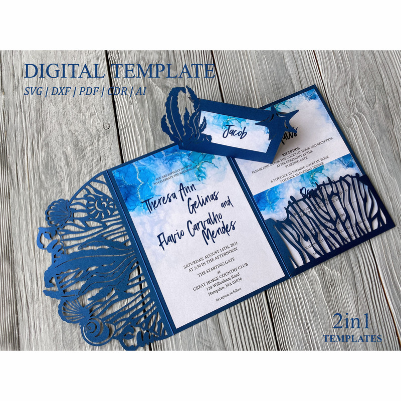 Ocean invitation svg template