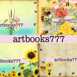 bee and flowers, beekeeper, bee set, honey, scrapbooking, ephemera, JUNK JOURNAL, digital paper