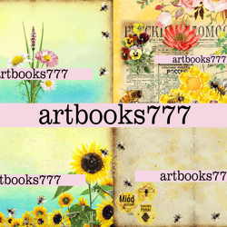bee and flowers, beekeeper, bee set, honey, scrapbooking, ephemera, junk journal, digital paper