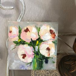 pionies floral art oil painting mini