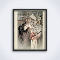 Tattooed girl bondage, Japanese kinbaku, shibari, irezumi, Ozuma Kaname printable art, print, poster (Digital Download)