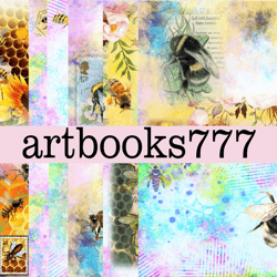 blue bee, beekeeper, bee set, honey, scrapbooking, ephemera, junk journal, digital paper