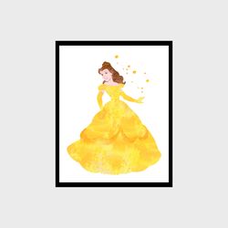 Belle Beauty and the Beast Disney Set Art Print Digital Files decor nursery room watercolor