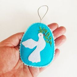 Egg felt toy, Easter magnet, spring decor White bird