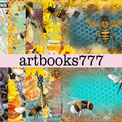 blue bee-1, beekeeper, bee set, honey, scrapbooking, ephemera, junk journal, digital paper