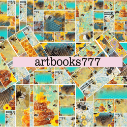 blue bee-1 ephemera, beekeeper, bee set, honey, scrapbooking, junk journal, digital paper