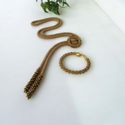 long beaded necklace for women  jewelry set , handmade jewelry, perfect gift