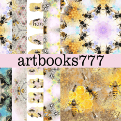 blue bee-2, beekeeper, bee set, honey, scrapbooking, ephemera, junk journal, digital paper