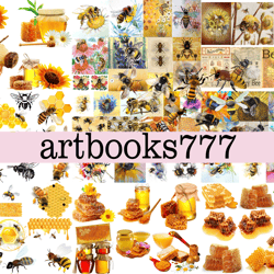 bee, sticker, beekeeper, sunflower, scrapbooking, ephemera, junk journal, digital paper
