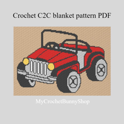 Crochet C2C Jeep blanket throw pattern PDF Download