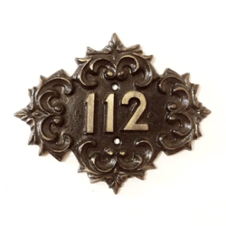 Cast iron address number plaque 112 old fashioned apartment plate vintage