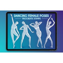 20 Procreate Female Dancing Body Poses, Procreate Stamps, Procreate Brushes